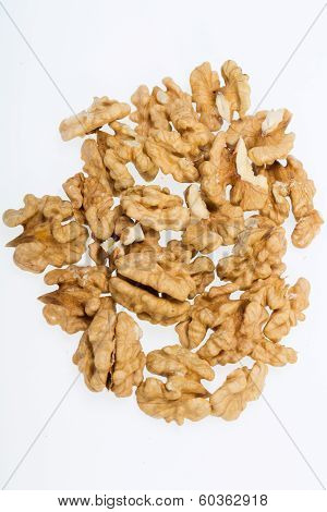 cracked walnut isolated on the white background