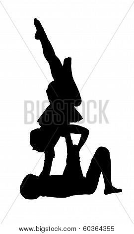 Acrobatic Gymnastics Boy Balancing Girl In Air