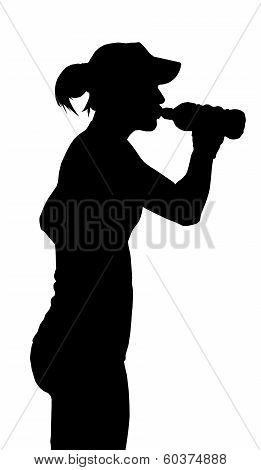 Thirsty Sports Woman Taking A Drink From A Bottle