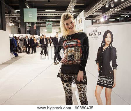 Model Posing At Mipap Trade Show In Milan, Italy