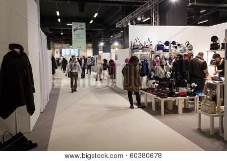 People Visiting Mipap Trade Show In Milan, Italy