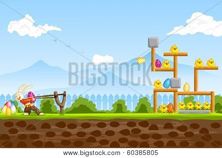 Bunny playing with Easter Egg