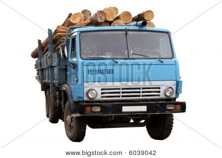 トラックに、材木