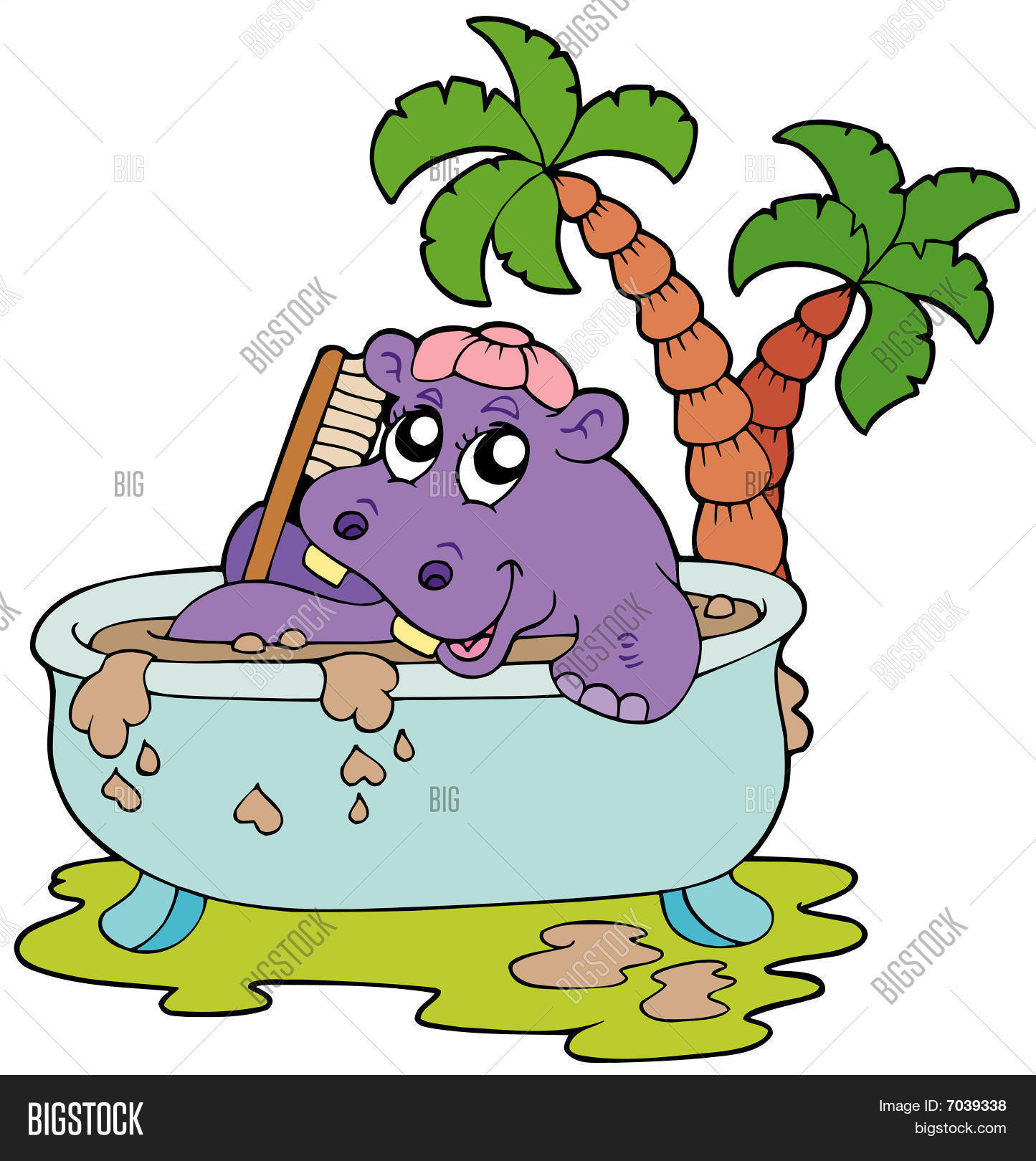 Hippo Taking Mud Bath Vector & Photo (Free Trial) | Bigstock
