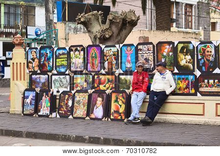 Selling Paintings in Banos, Ecuador