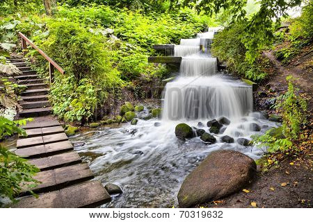 Cascade Waterfall In Planten Un Blomen Park In Hamburg