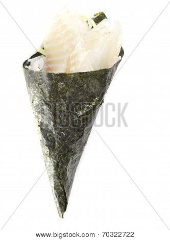 Perch Sushi Temaki Isiolated On White Background