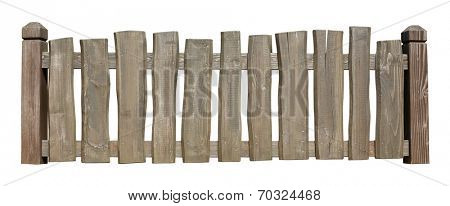 Old wooden fence isolated with clipping path included