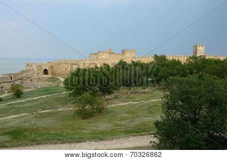 Fortified Wall Of Middle Fortress In Ancient Turkish Stronghold Akkerman ,Ukraine,unesco heritage