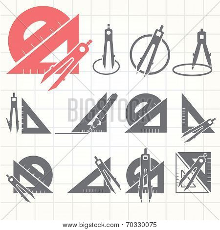 School Drawing Tools  Icons Set