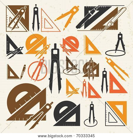 School Drawing Tools  Icons Set