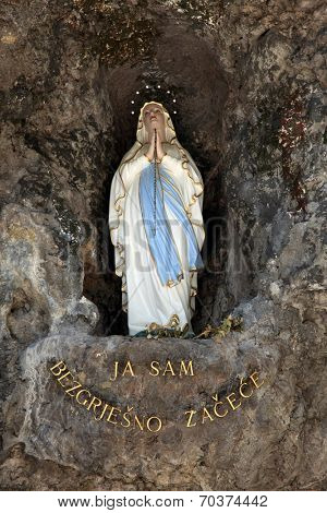 VEPRIC, CROATIA - JUNE 07: The statue of Our Lady of Lourdes in Shrine of Our Lady of Lourdes in Vepric, Croatia, on June 07, 2012. 