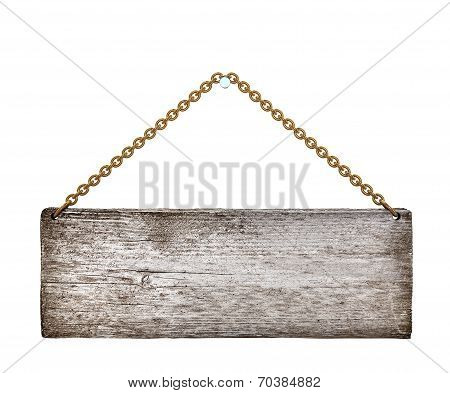 wooden sign isolated on a white background