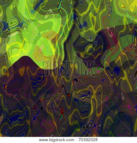 art abstract colorful chaotic waves pattern in klimt style; background with green, purple, gold and blue colors