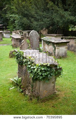 WILTSHIRE, CHIPPENHAM, UK - AUGUST 9, 2014: Castle Combe, grave yard