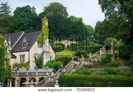 WILTSHIRE, CHIPPENHAM, UK - AUGUST 9, 2014: Castle Combe mansion and golf club