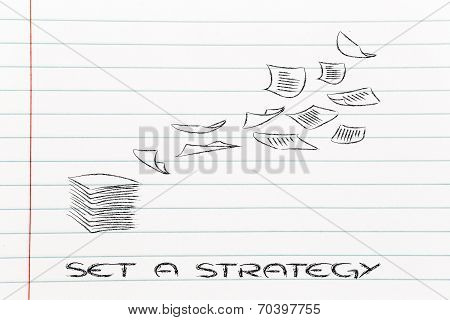 Pile Of Business Documents, Set A Strategy
