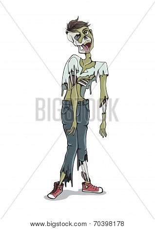 Cartoon Zombie Isolated On White