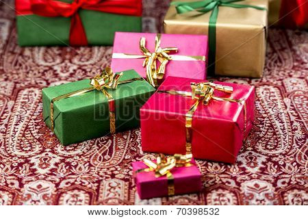Gifts in Red, Green and Gold