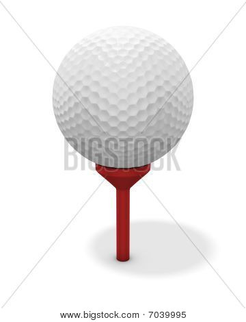 Golf bola no Tee vermelho - com Clipping Path