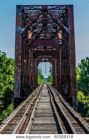 Old Railroad Trestle with an Old Iconic Iron Truss Bridge