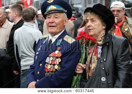 The Unknown Veteran On The Victory Day In Moscow During March Of Communists