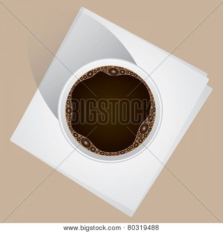 Top-down Coffee Cup on Napkins