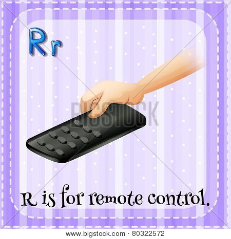 A letter R which stands for remote control