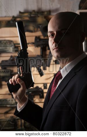 Bald Hitman With The Gun