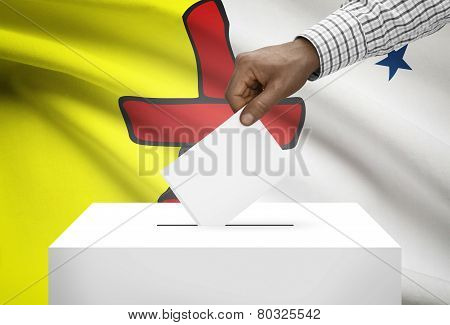 Voting Concept - Ballot Box With Canadian Province Flag On Background - Nunavut