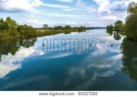 Reflection Of Trees In River Tauber