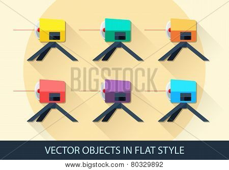 Set Of Vector Leveling In A Flat Style With Shadow.
