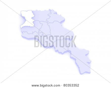 Map of Chirac. Armenia. 3d