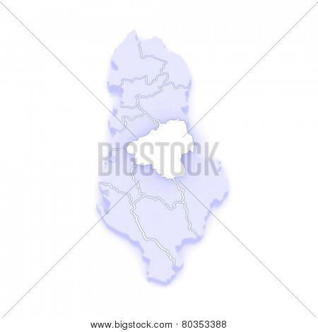 Map of Elbasan. Albania. 3d