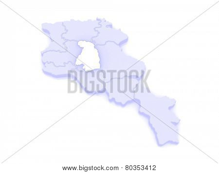Map of Kotayk. Armenia. 3d