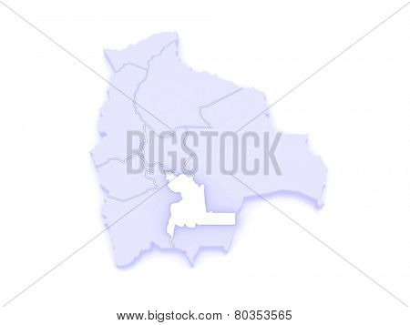 Map of Chuquisaca. Bolivia. 3d