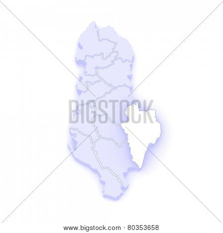Map of Korca. Albania. 3d