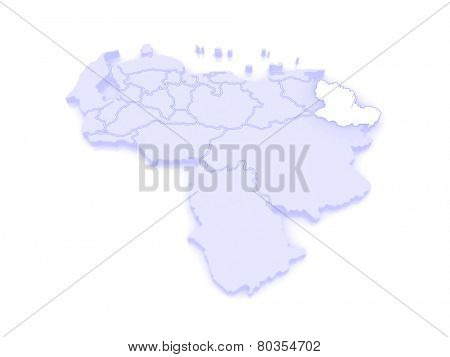 Map of Delta Amacuro. Venezuela. 3d