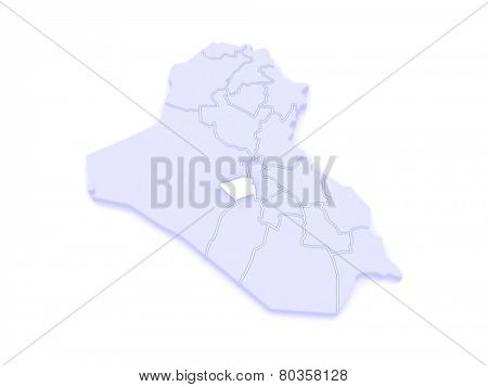 Map of Karbala. Iraq. 3d