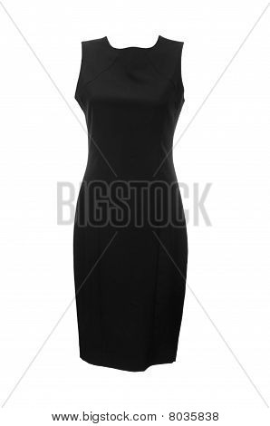 Vestido negro aislado en el blanco
