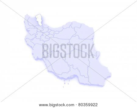 Map of Ardabil. Iran. 3d