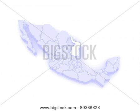 Map of Tamaulipas. Mexico. 3d