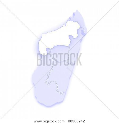 Map of Mahajanga. Madagascar. 3d