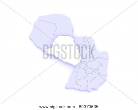 Map of Presidente Hayes. Paraguay. 3d