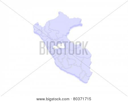 Map of Pasco. Peru. 3d