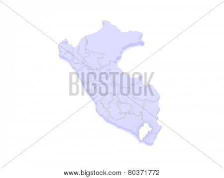 Map of Moquegua. Peru. 3d