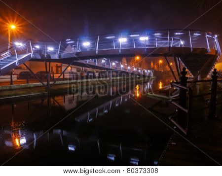 Pedestrian Bridge In Tullamore, Ireland At Night