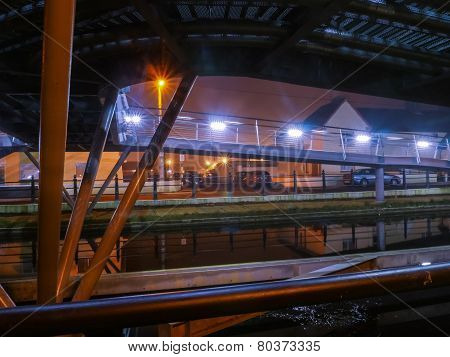 Pedestrian Bridge In Tullamore, Ireland At Night