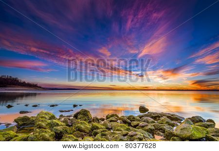 Colorful Sunset Over The Lake