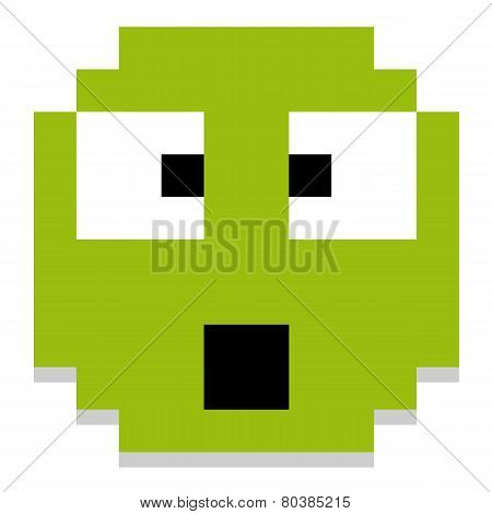 Vector Cute Cartoon Pixel Surprised Face Isolated